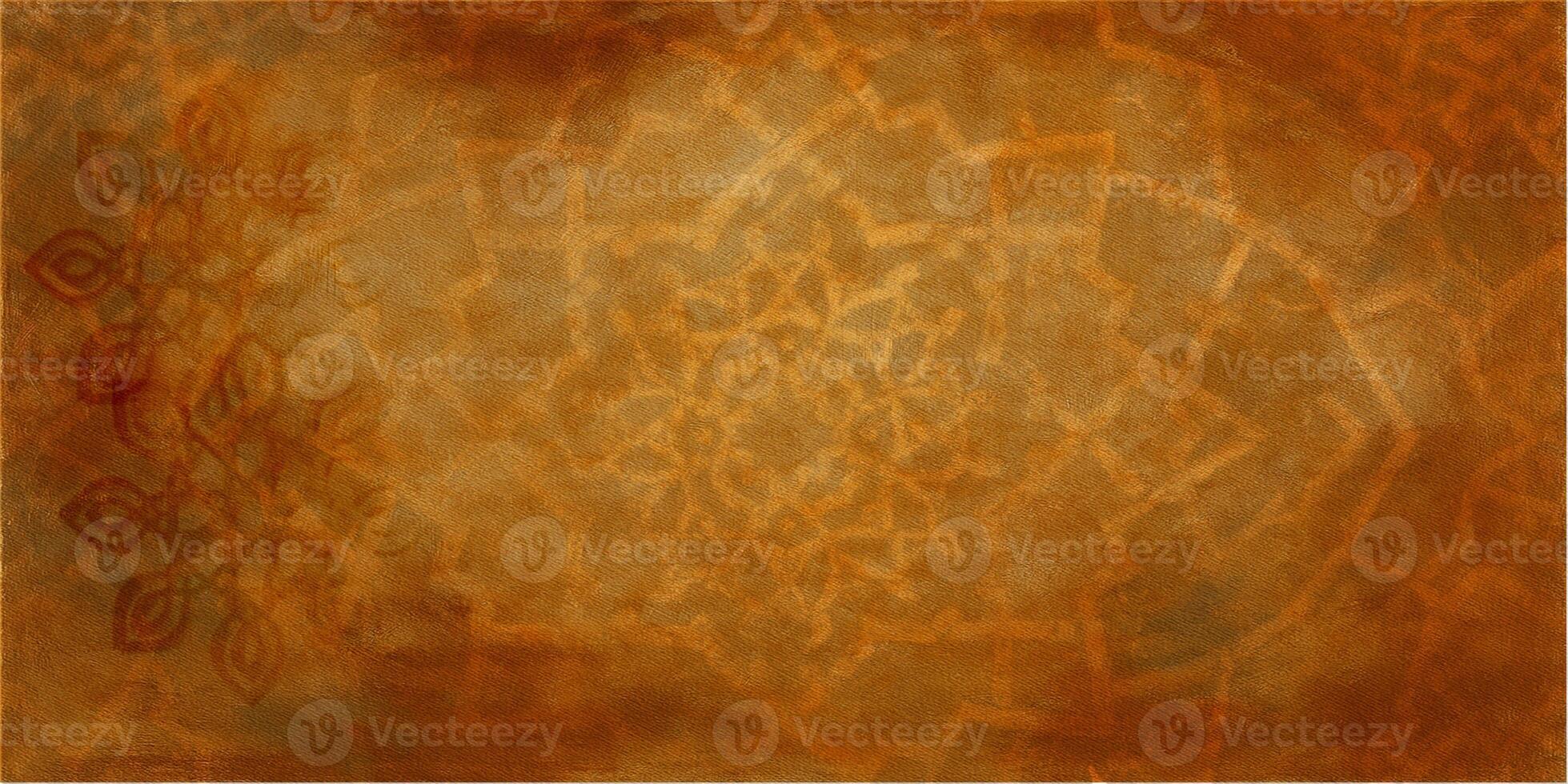 earthy-toned backgrounIslamic geometric pattern radiates from the center, forming a symmetrical star-like shaped dominated by rich shades of burnt orange and terracotta, photo