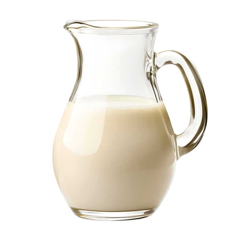 Clear Glass Milk Jug Full View on Transparent Background png