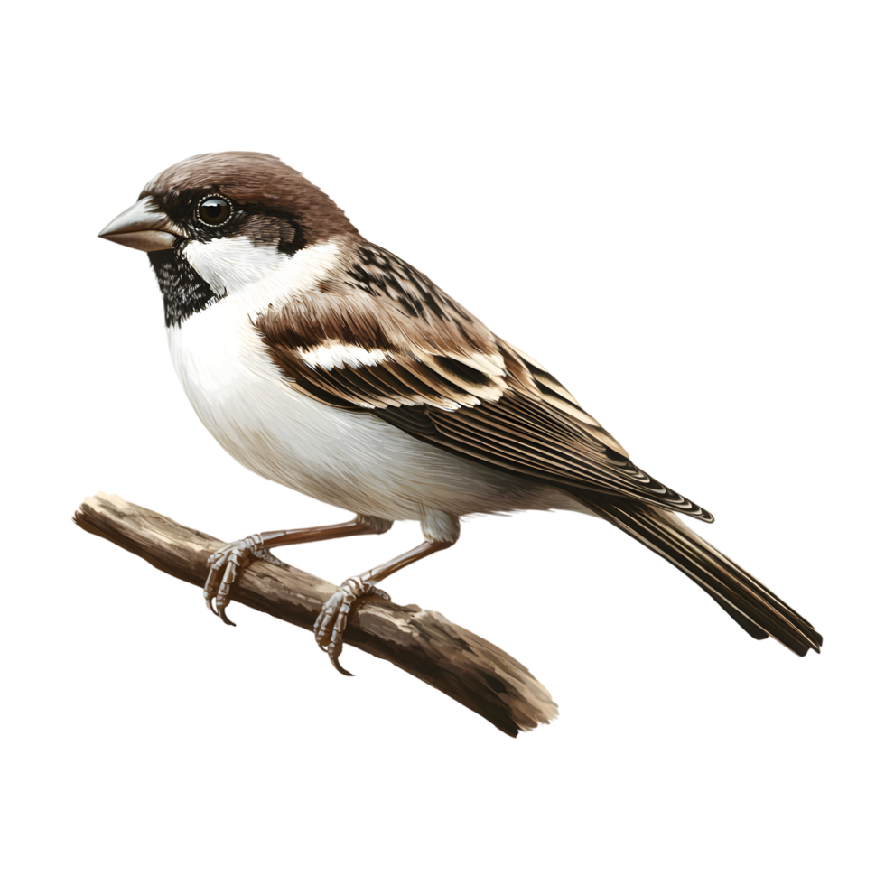 Realistic Sparrow Bird Clip Art on Transparent Background png