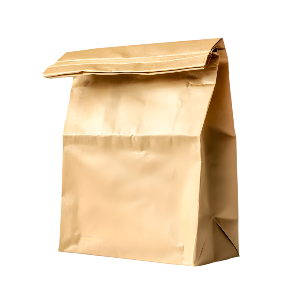 Brown Paper Lunch Bag Folded on Transparent Background png