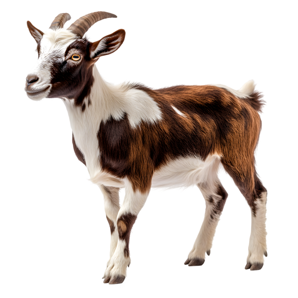 Realistic Farm Goat Standing Still on Transparent Background png