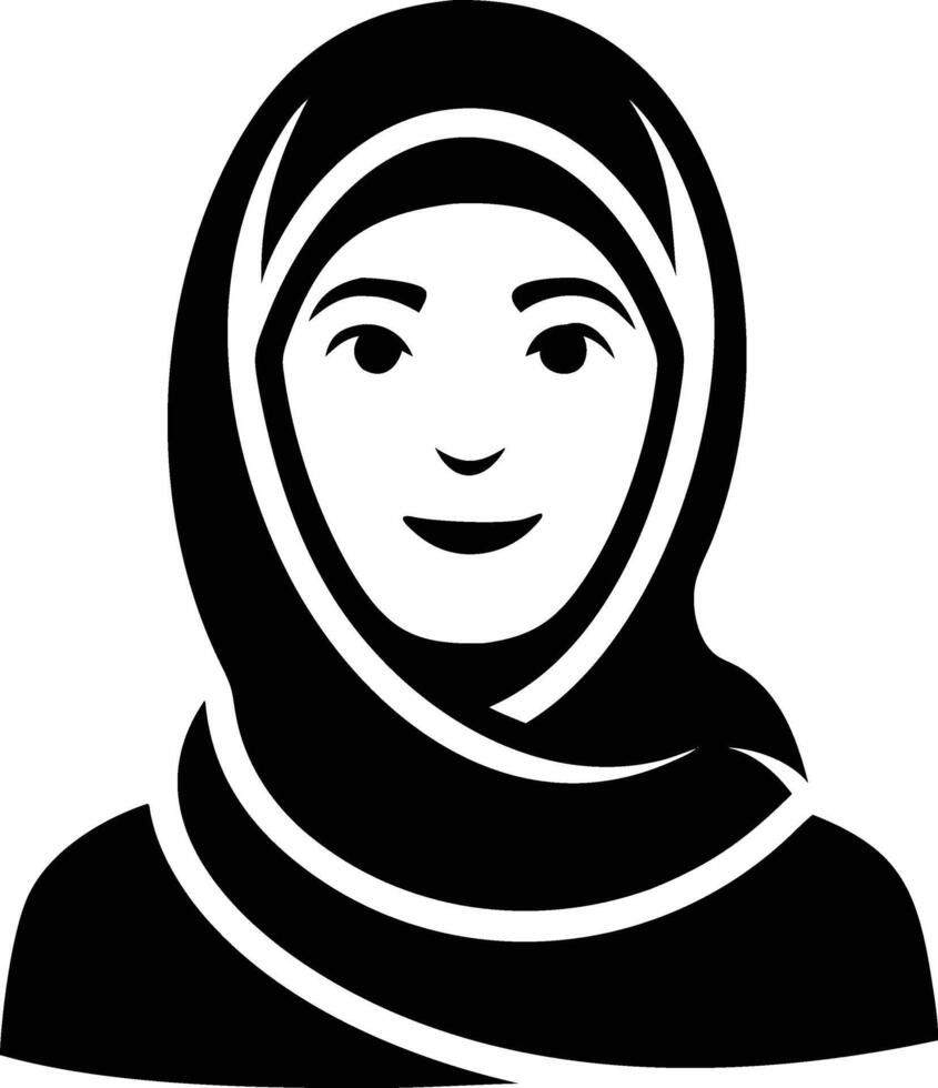 Elegant Muslim Woman Portrait with Hijab Minimalist Style vector