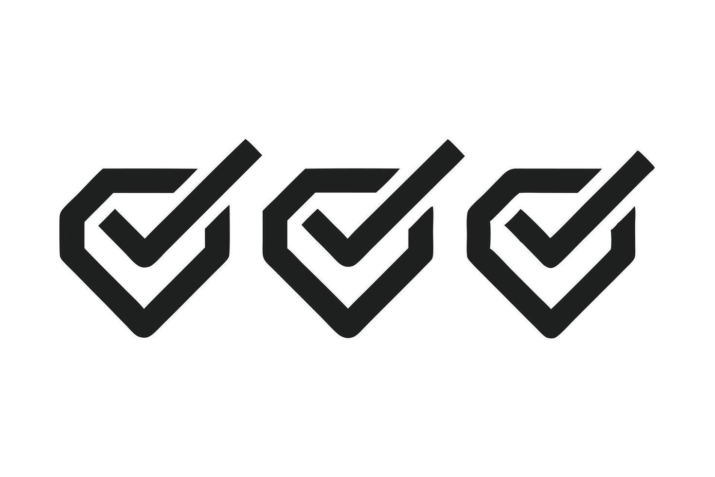 Three Rounded Square Checkmarks, Confirmed, Modern Style, vector