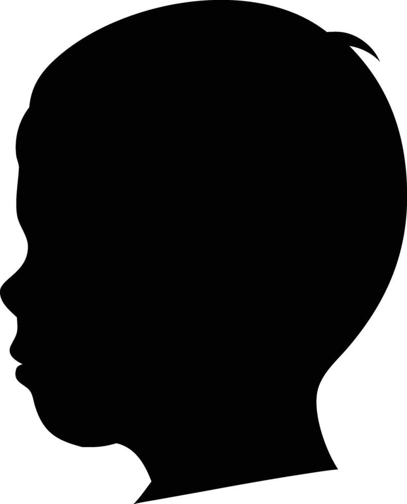 Silhouette Head Profile of Young Boy with Neutral Expression vector