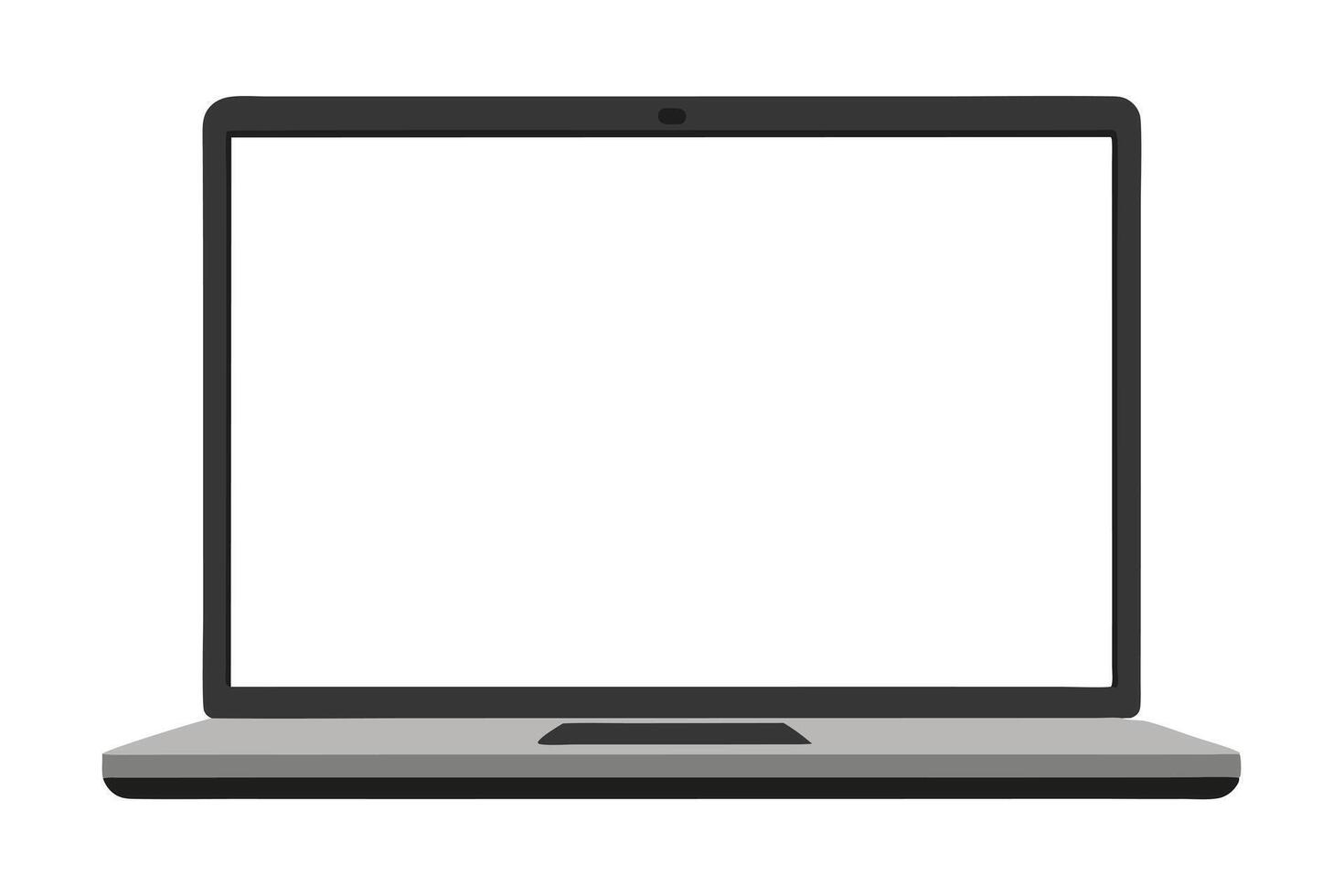 Open Laptop with Blank White Screen Flat Design vector