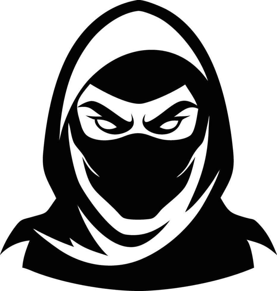 Hooded Warrior Masked Eyes Mysterious Figure Isolated vector