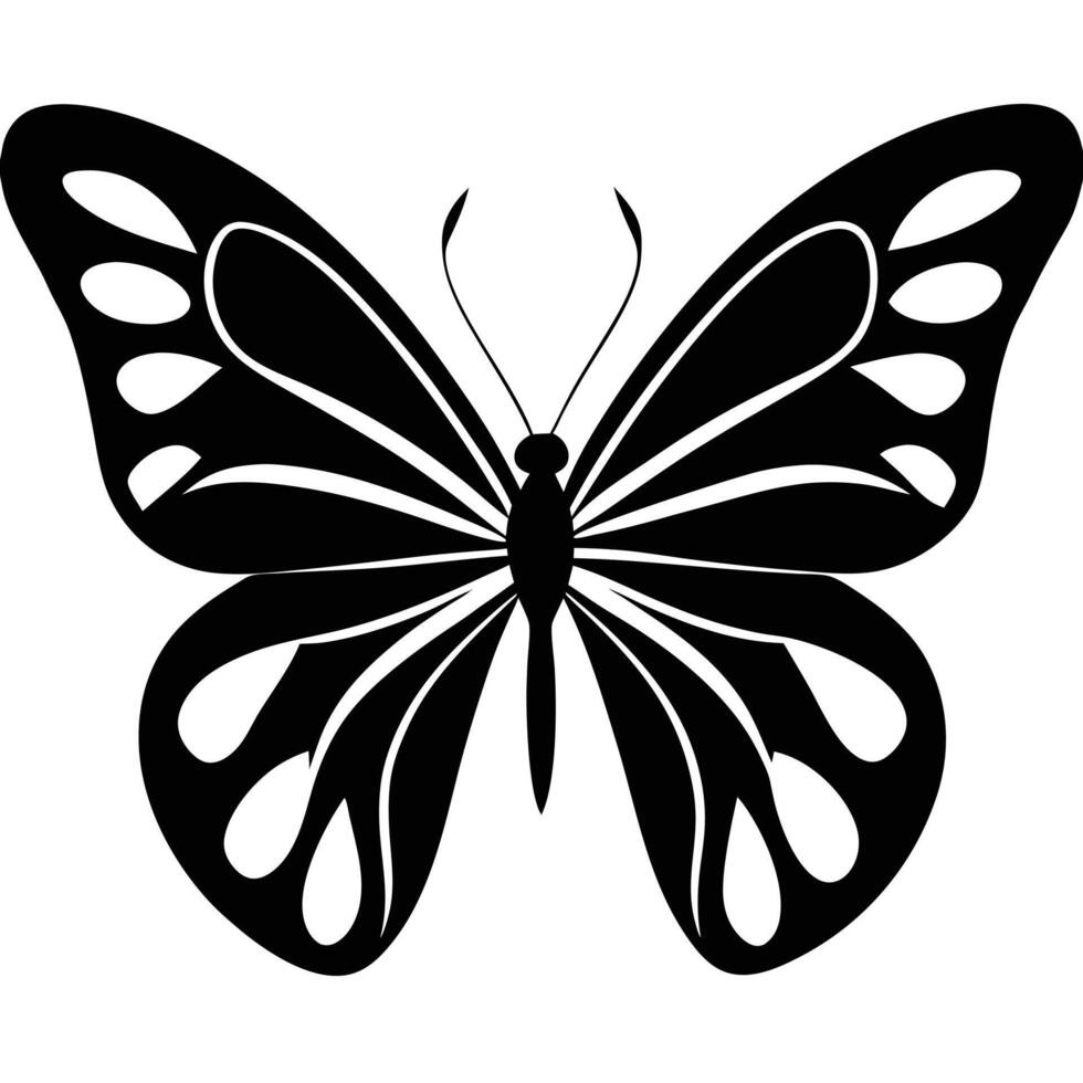 The striking black butterfly displays unique patterns on its delicate wings clearly vector