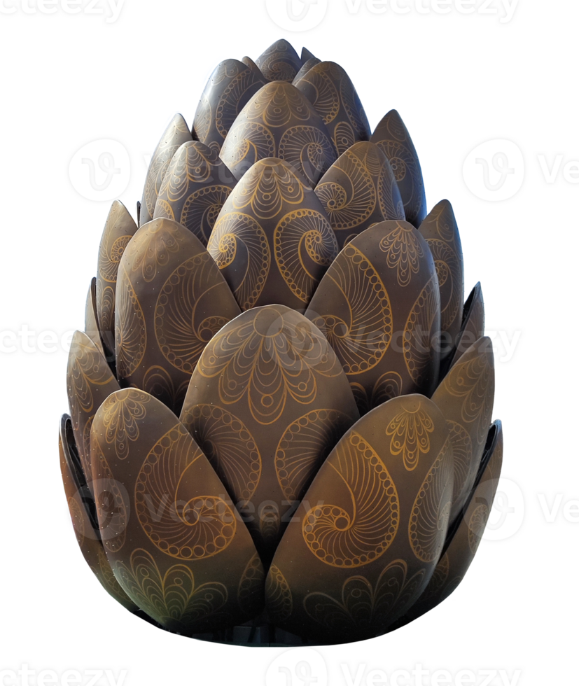 Large park sculpture of a pine cone with patterns png