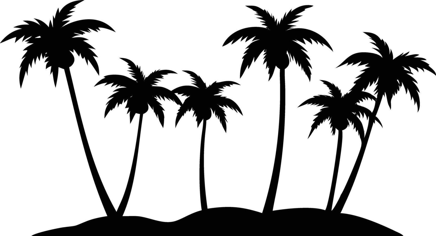 Exotic Palm Trees Black Silhouette Tropical Island Summer Design vector