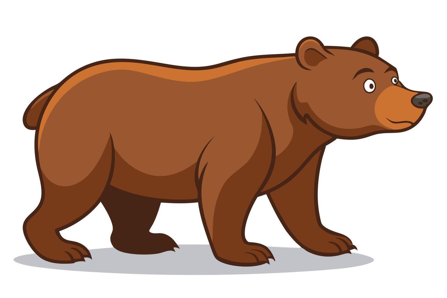 Cartoon grizzly brown bear casually walking is visible on a white background today vector