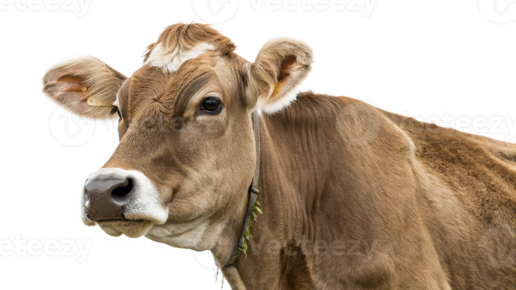 A cow with a collar on its neck png
