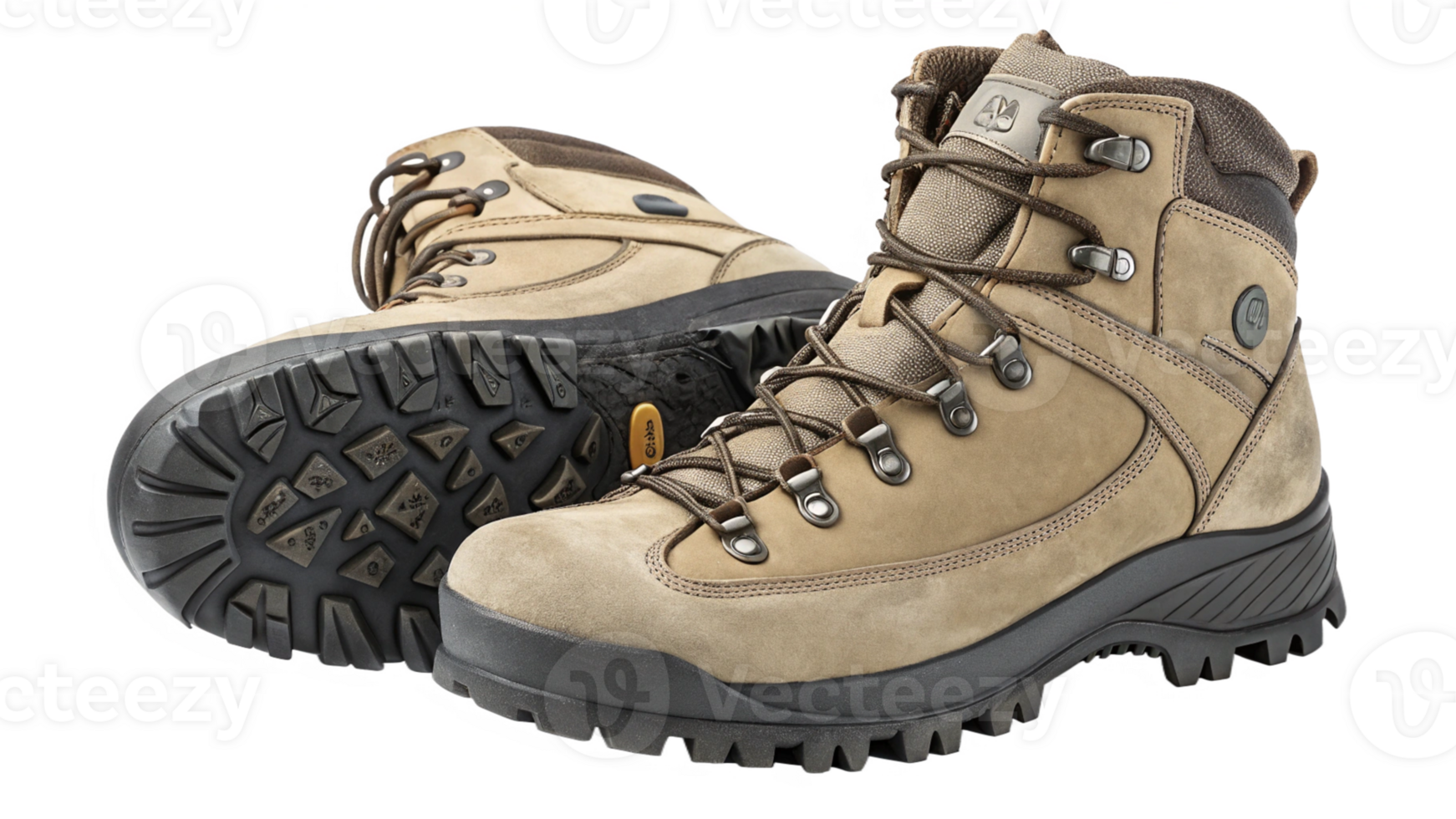 The men's hiking boots are made of leather and have a rubber sole png