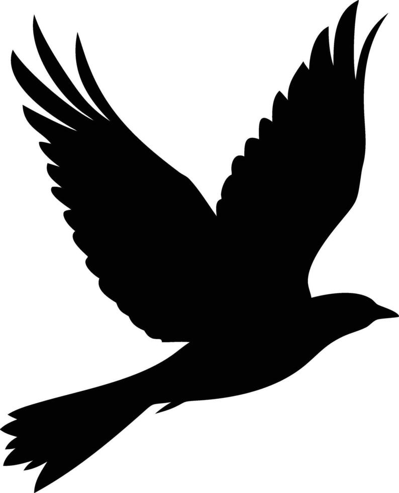 A black bird silhouette with its wings spread is captured beautifully in flight vector