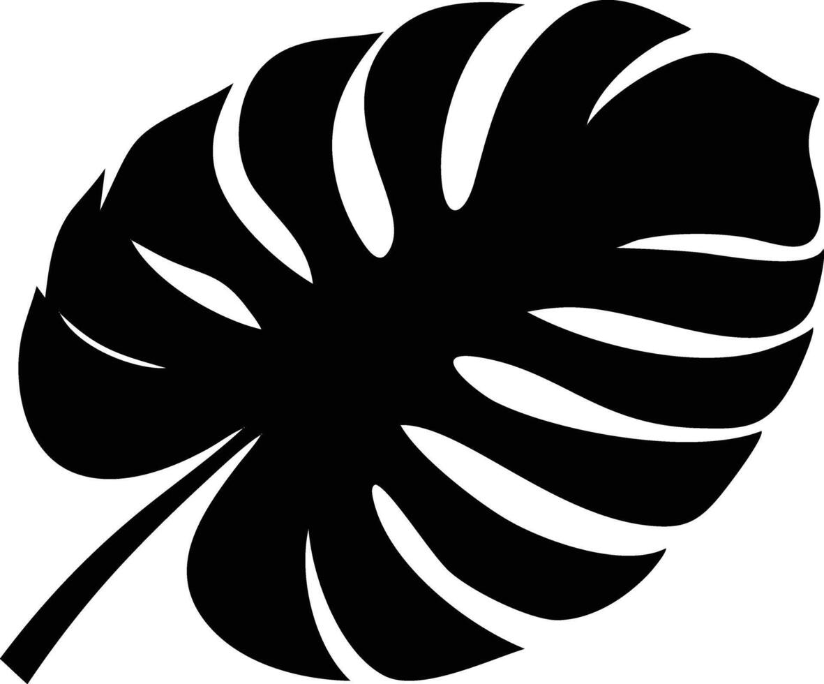 Black monstera leaf with distinct splits provides a simple botanical silhouette for designs vector