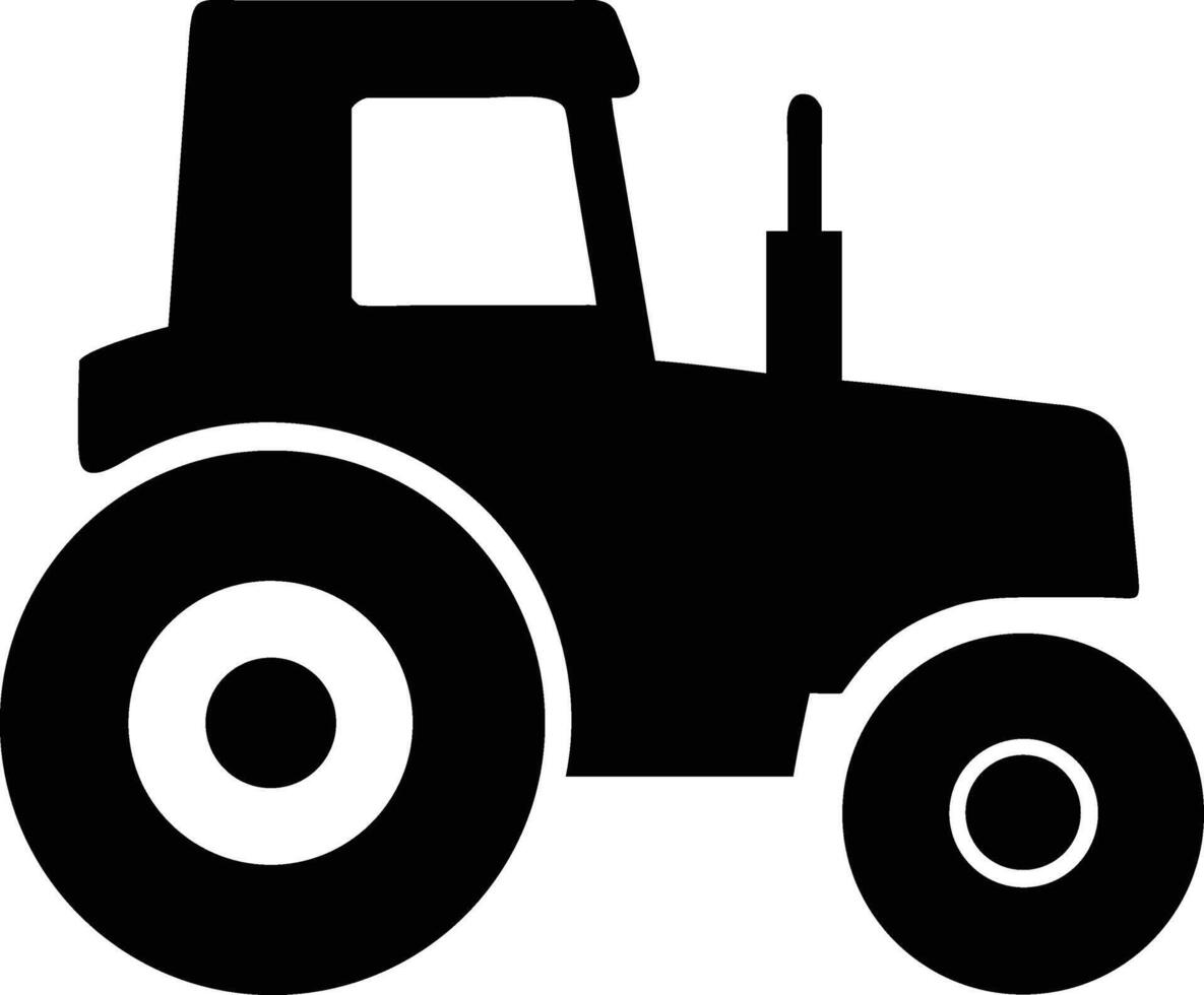 A heavy black tractor symbol efficiently represents rural farming and agricultural mechanization activities vector