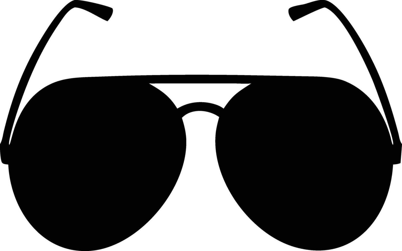 A sleek silhouette shows aviator sunglasses with a bold black frame and lenses vector