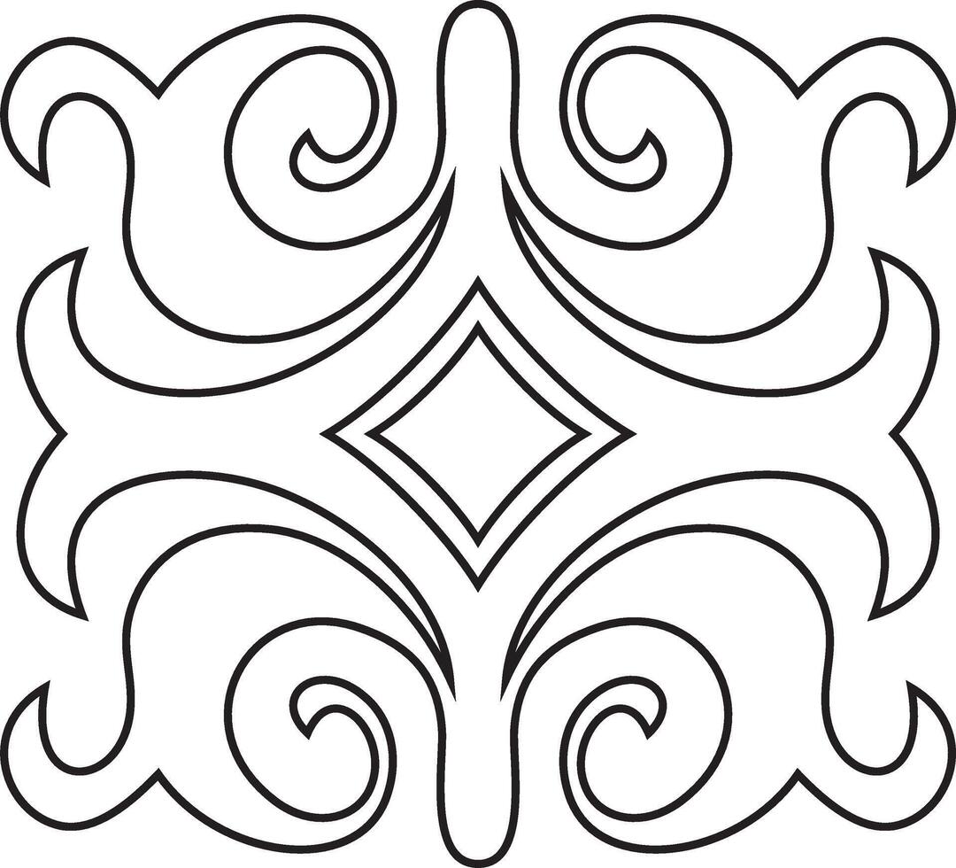 black contour Kazakh national ornament. Ethnic pattern of Great Steppe vector