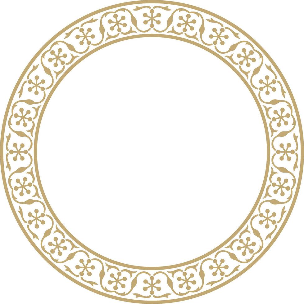 round golden national Persian ornament. Circle, ring, frame, border, ethnic pattern of peoples of Iran, Iraq, Tajikistan vector