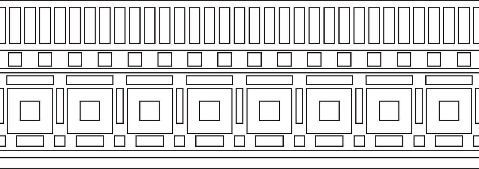 endless Assyrian black outline ornament. Seamless border, Mesopatamia frame. Pattern of the ancient East. vector