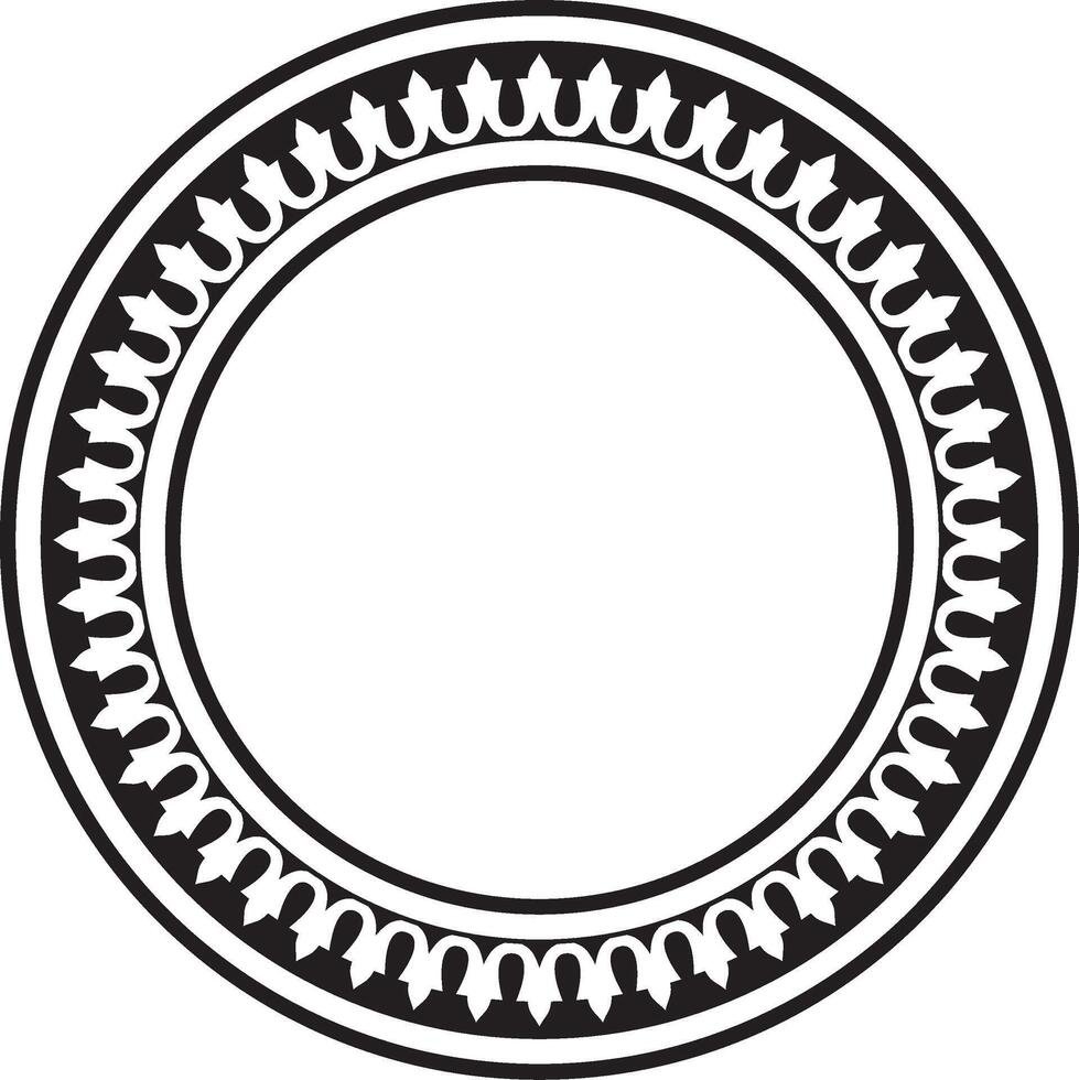 monochrome black round Turkish national ornament. Ottoman border, frame. Ethnic floral circle, ring, Seljuk Turks pattern. Decor Sultan's palaces. vector