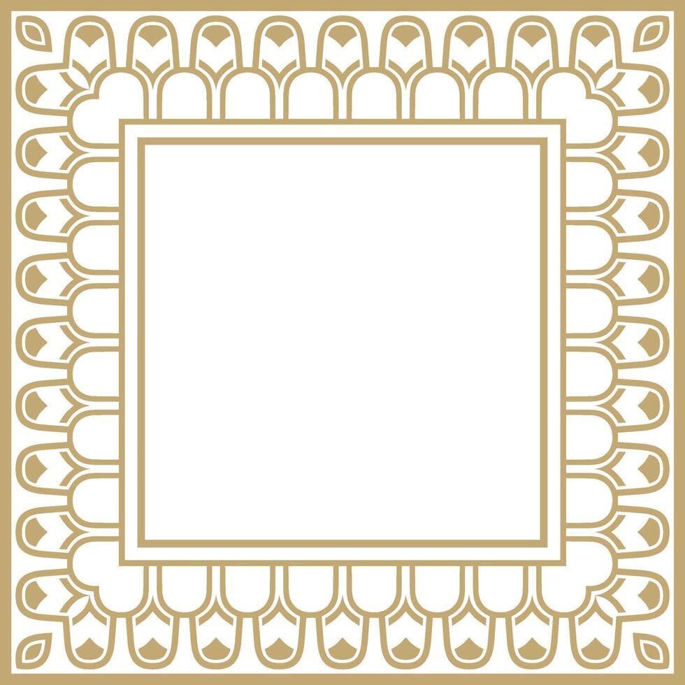 square Assyrian gold ornament. Rectangle, border of Mesopatamia vector