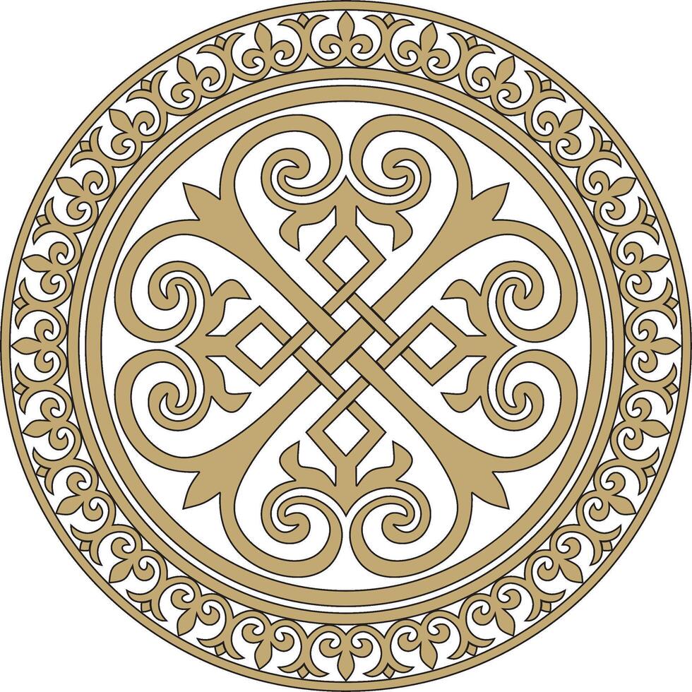 gold and black round classic byzantine ornament. Circle, ring, border, Ancient Greece,Roman Empire frame vector