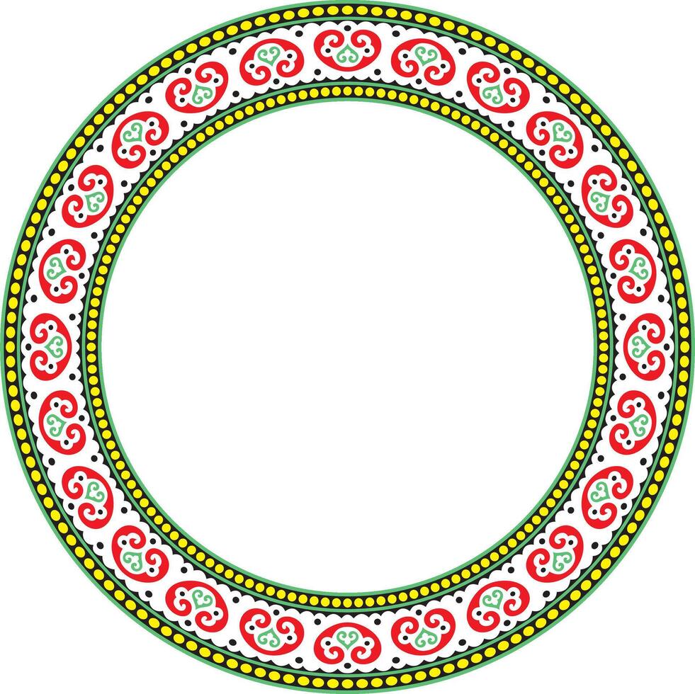 round colored ancient Russian ornament. Slavic border, frame. Circle, ring. Paint of the royal chambers. vector