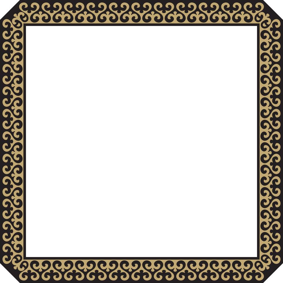 gold and black square Kazakh national ornament. Ethnic pattern of Great Steppe vector