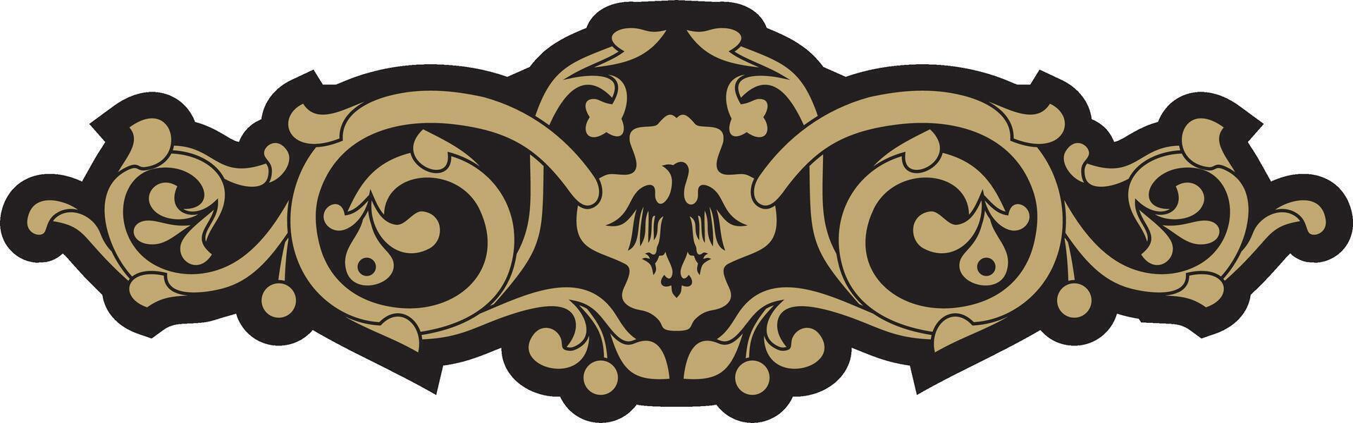 black and gold gothic ornament. Medieval European drawing. Classic pattern of Germans, Angles, Saxons, Franks. vector