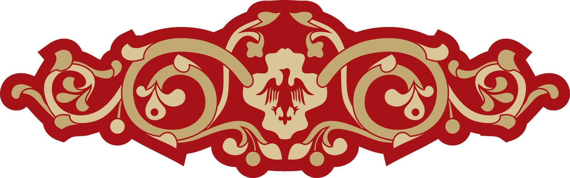 red and gold gothic ornament. Medieval European drawing. Classic pattern of the Germans, Angles, Saxons, Franks. vector