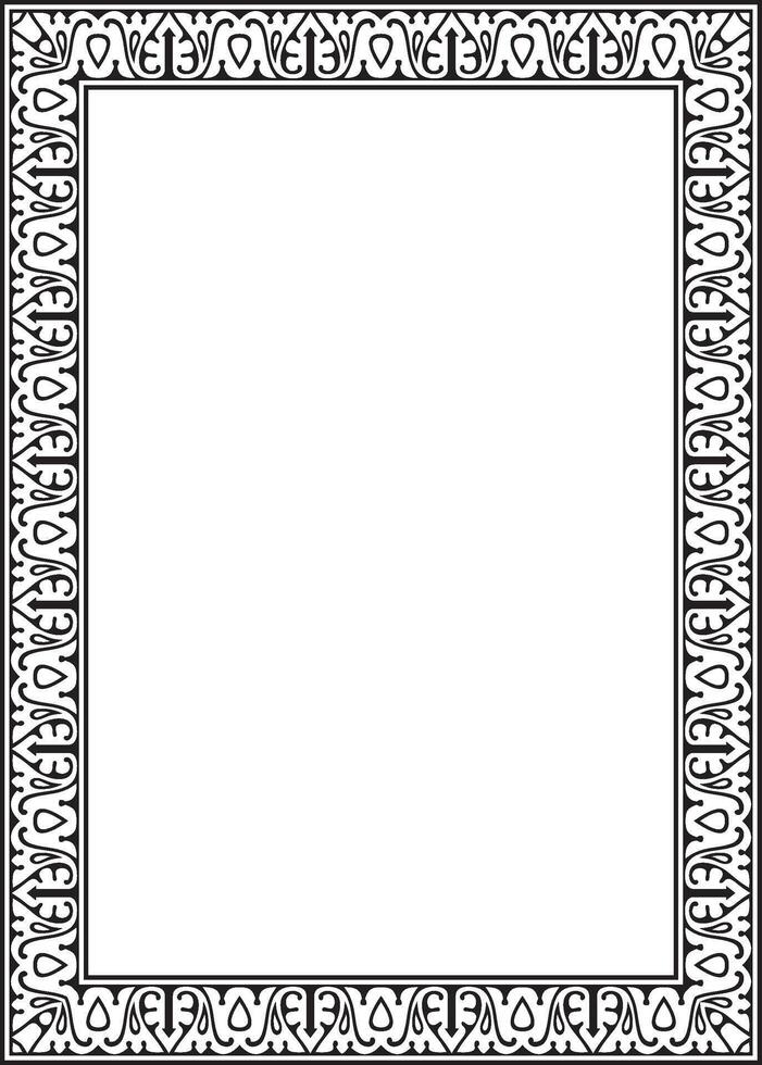 black monochrome arabic national square ornament. Ethnic rectangle, frame of east peoples. Persian paint vector