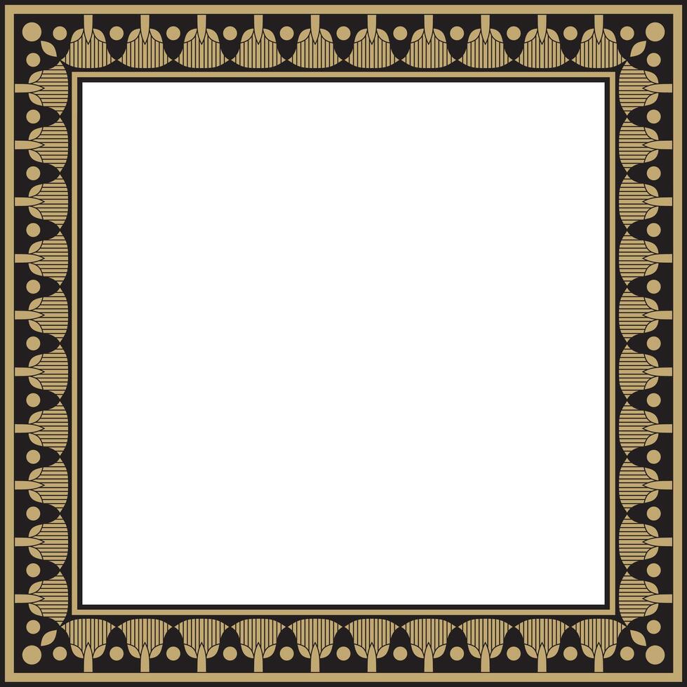 gold and black square Egyptian ornament. Rectangle, ancient Egypt vector