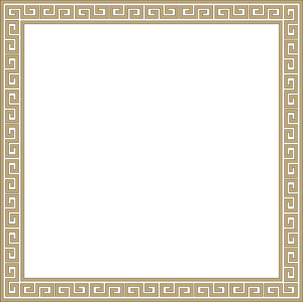 gold and black classic Greek square ornament. Rectangle of Ancient Greece and Roman Empire. Byzantine paint of walls, floors and ceilings vector
