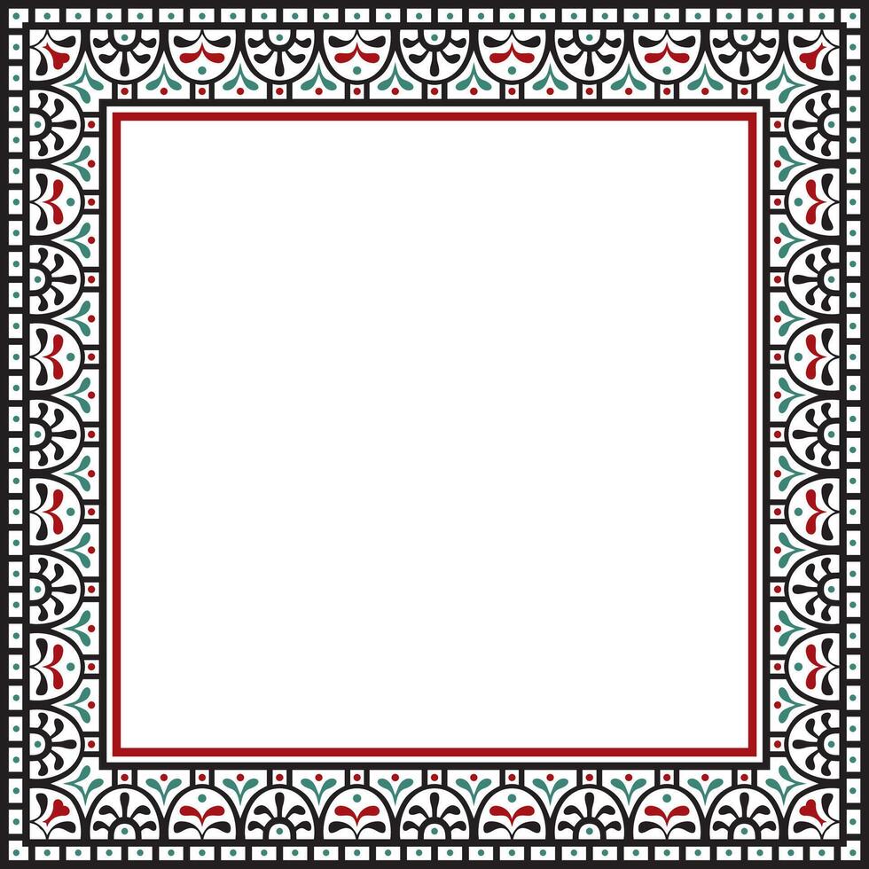 square colored border, frame, Pompeii. Rectangle Neopolitan ornament. Art of Ancient Rome vector