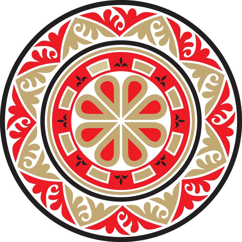 colored round classic byzantine ornament. Circle, ring, border, Ancient Greece, Eastern Roman Empire frame. Decoration of Russian Church vector