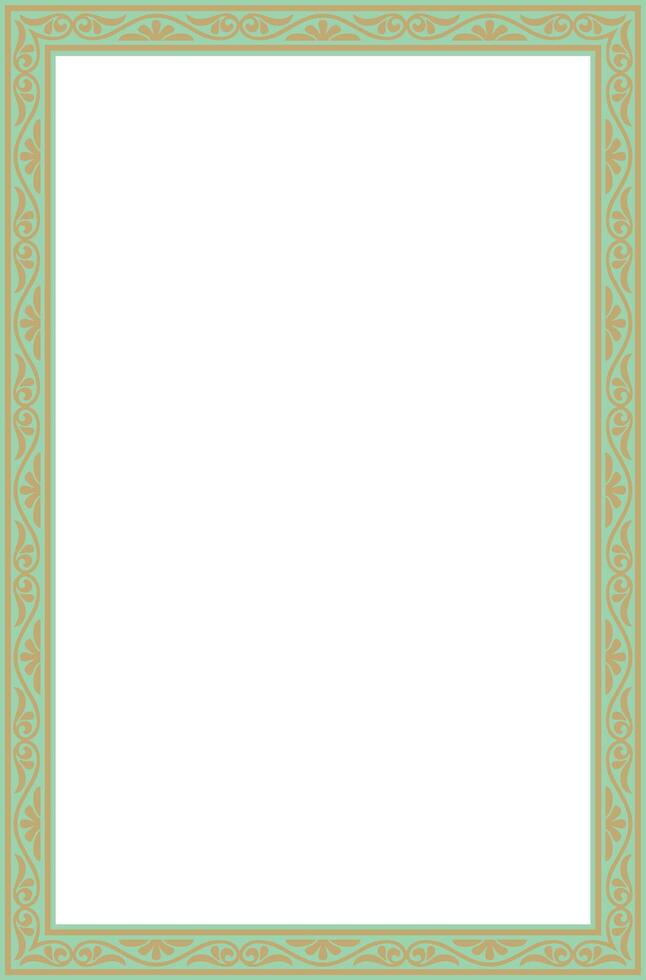 gold with green square classic byzantine ornament. Rectangle, border, Ancient Greece, Eastern Roman Empire frame. Decor Russian Orthodox Church vector
