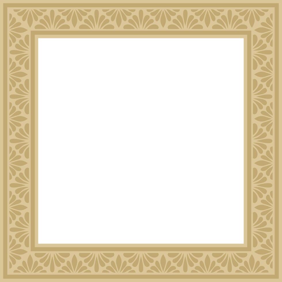 golden square classic byzantine ornament. Rectangle, border, Ancient Greece, Eastern Roman Empire frame. Decor Russian Orthodox Church vector