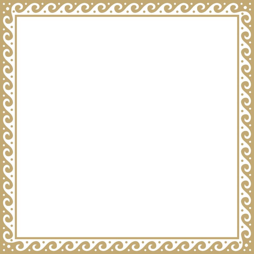 gold classic Greek square ornament. Rectangle of Ancient Greece and Roman Empire. Byzantine painting of walls, floors and ceilings. Decoration of European palaces. vector