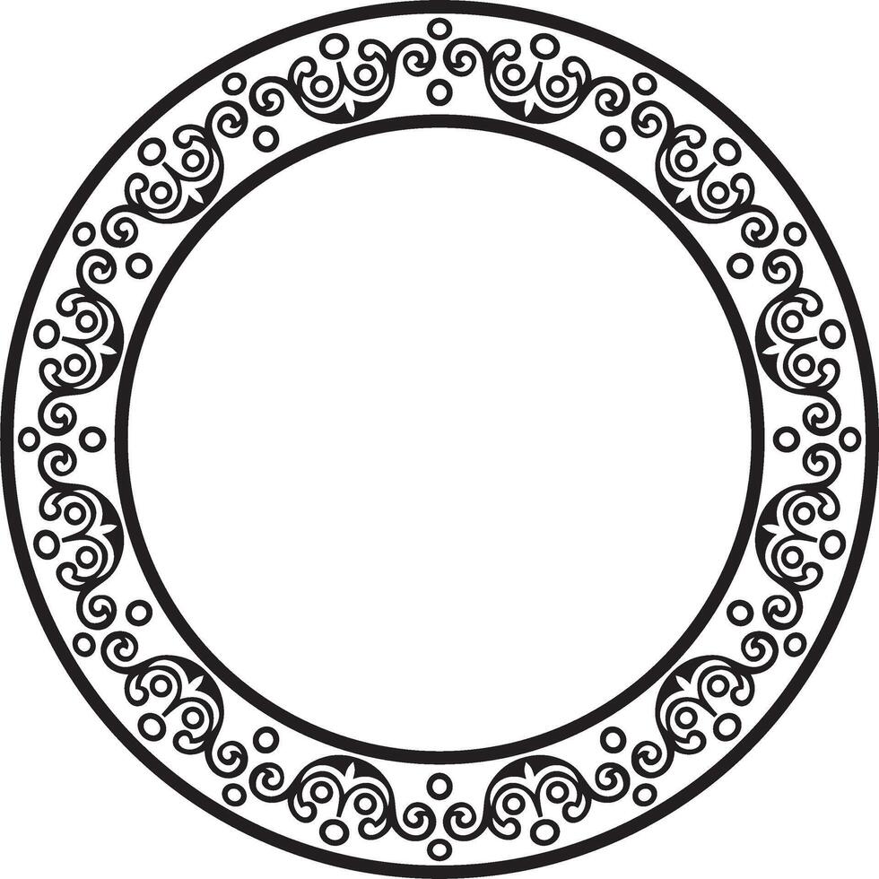 round European black monochrome ornament. Endless pattern, circle, ring of the Middle Ages. Revival border. Decorations of palaces and churches. vector