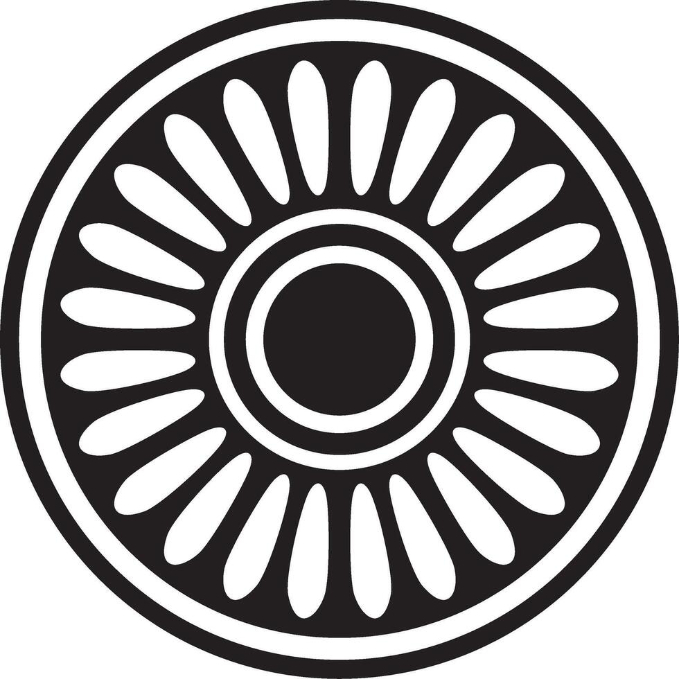 round Assyrian black monochrome ornament. Circle, border, frame of Mesopatamia. Pattern, ring ancient East. vector