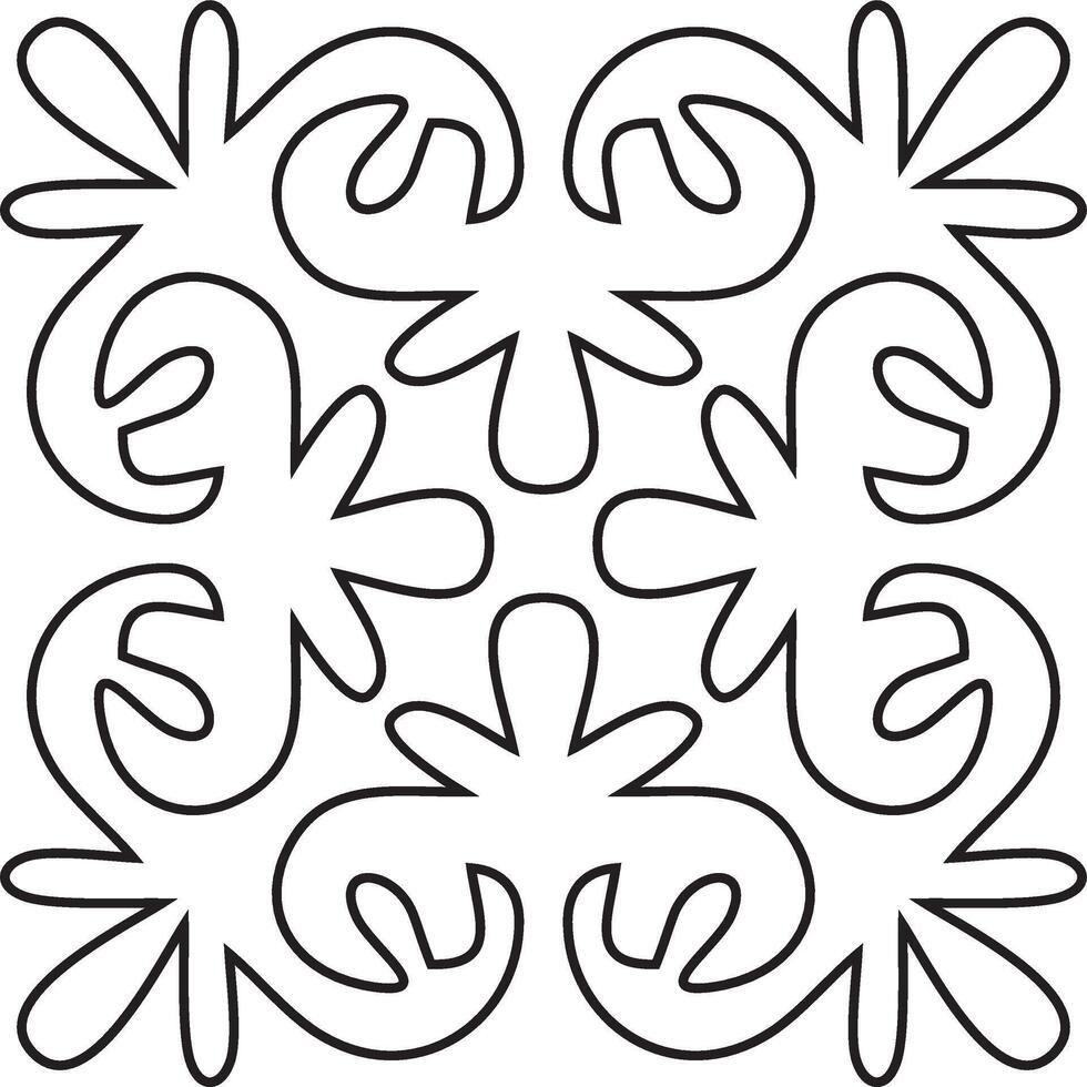 black contour Kazakh national ornament. Ethnic pattern of the peoples of the Great Steppe vector
