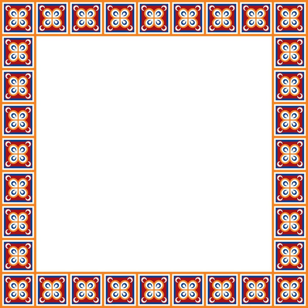square european colored ornament. Rectangular pattern, circle, ring of the Middle Ages. Revival border. Decorations of palaces and church vector