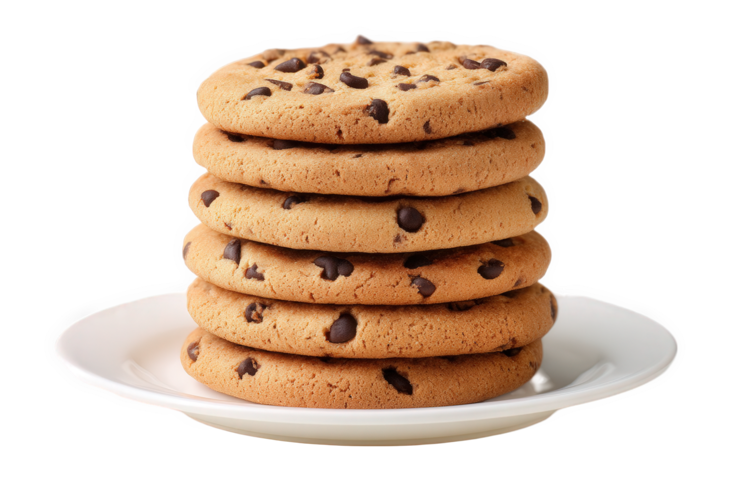 A stack of chocolate chip cookies on a plate png
