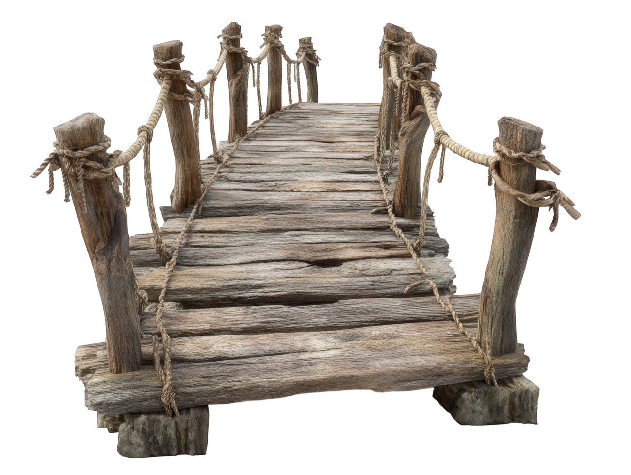 A wooden bridge with rope on it png