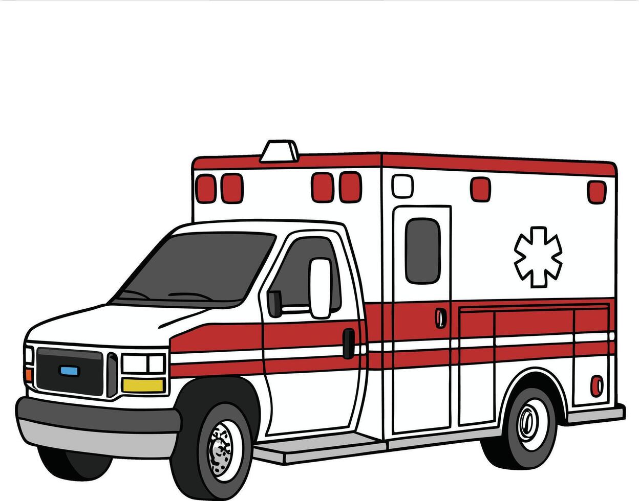 Classic Emergency Ambulance Side View Available on EPS File vector