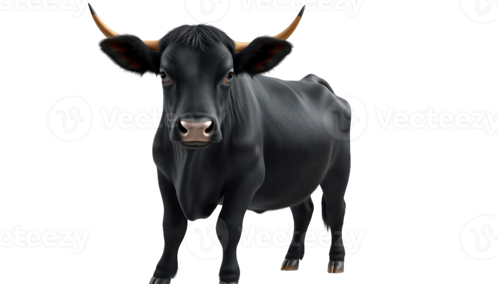 Black Bull with Horns on Transparent Background png
