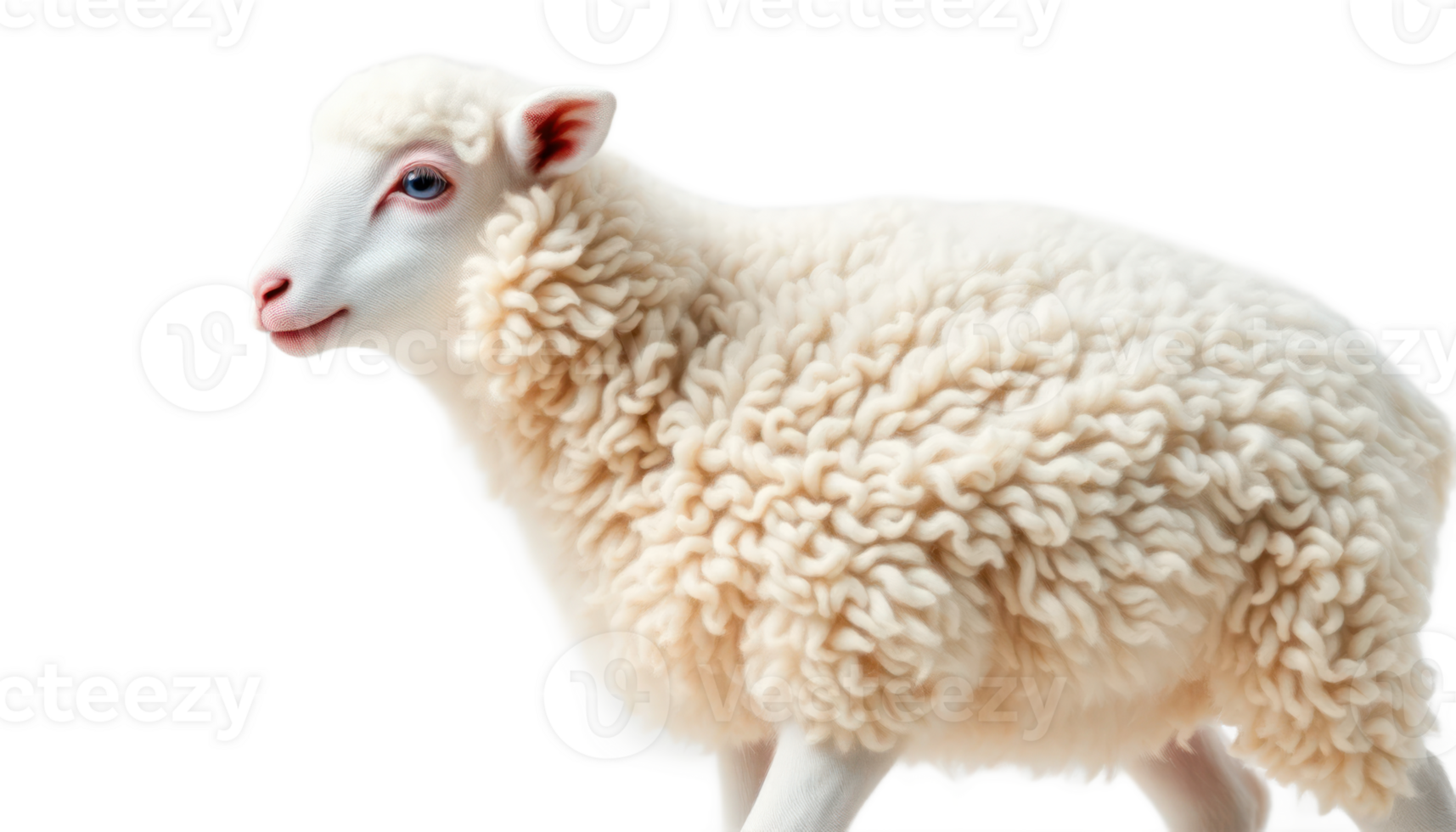 Fluffy White Lamb On Transparent Background png