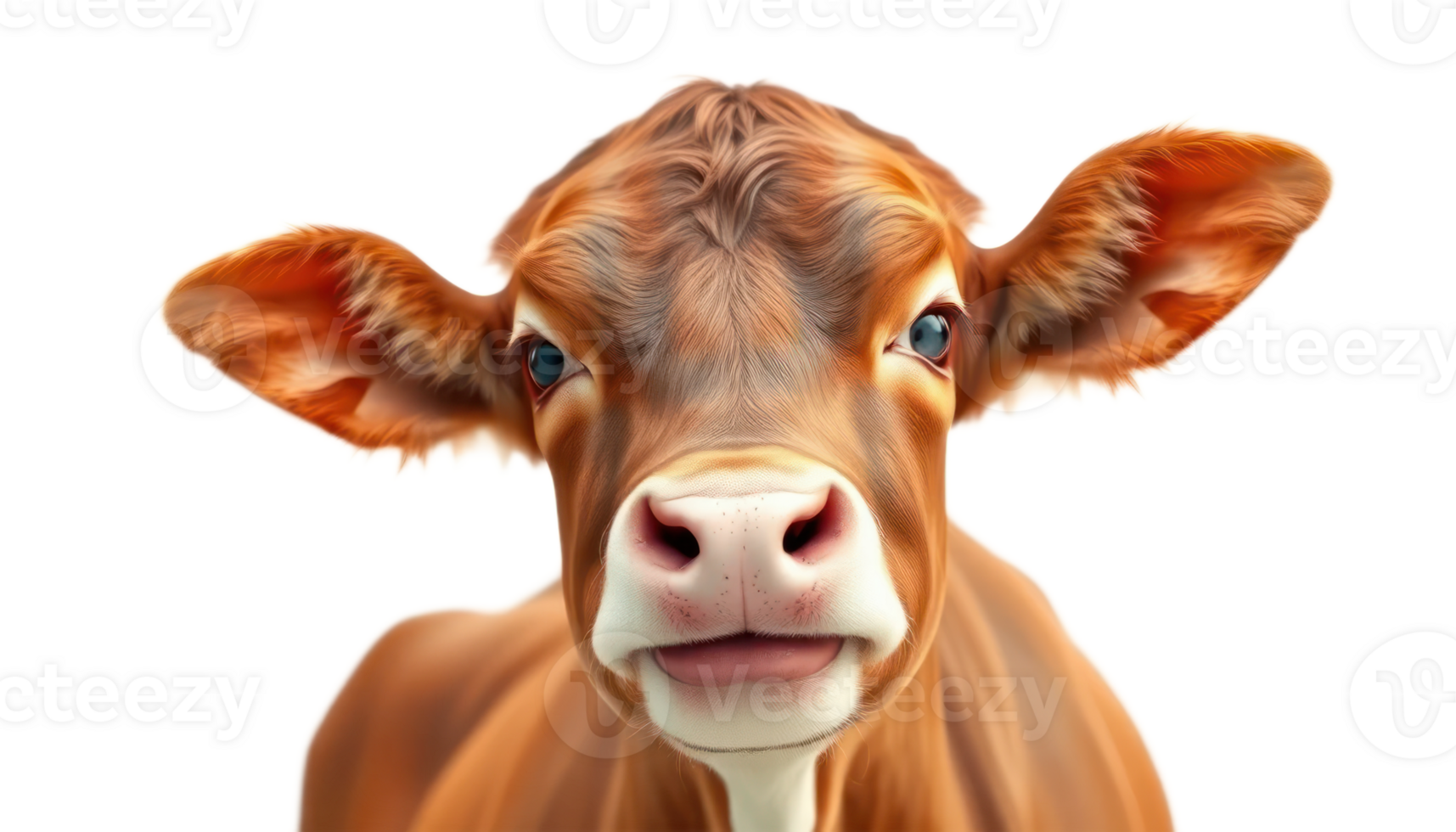 Close Up Portrait of a Brown Calf Against Transparent Background png