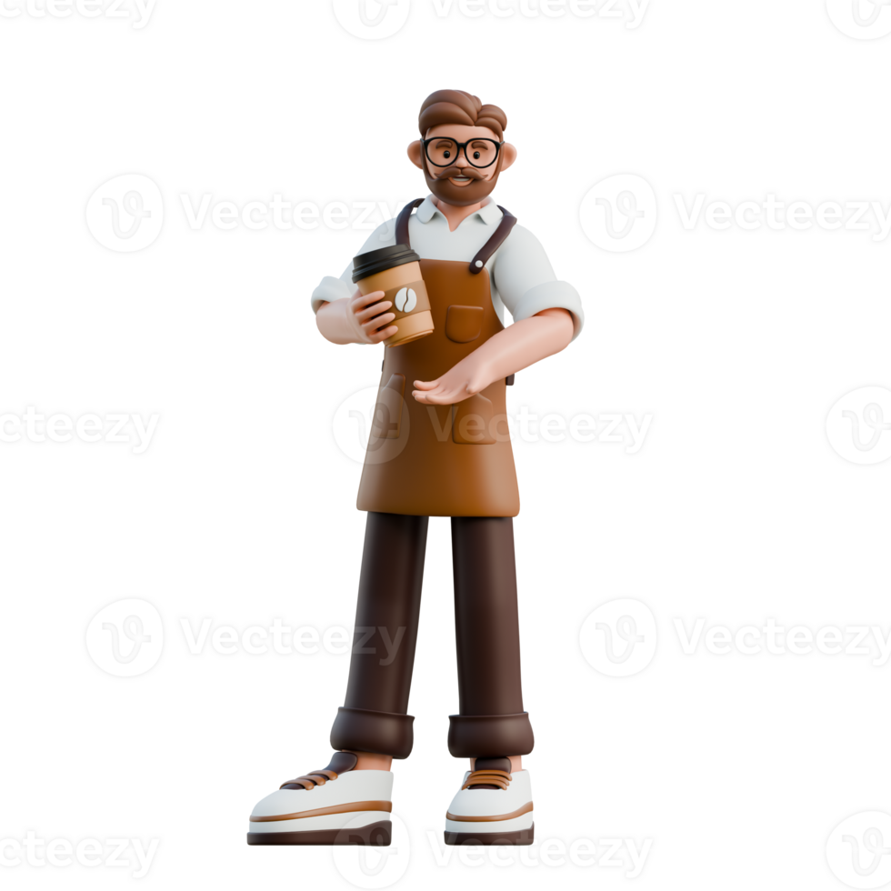 3D Barista Character Model png