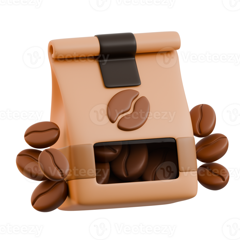 Coffee Bean Packaging Illustration 3D Coffee Icon png